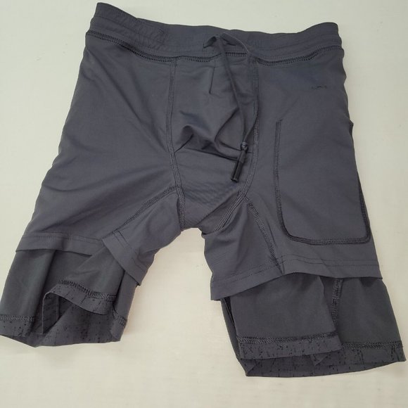 VRST Short Mens S Charcoal/Black Print Lined 6.5" Drawstring Pockets Hybrid Swim - Picture 8 of 13